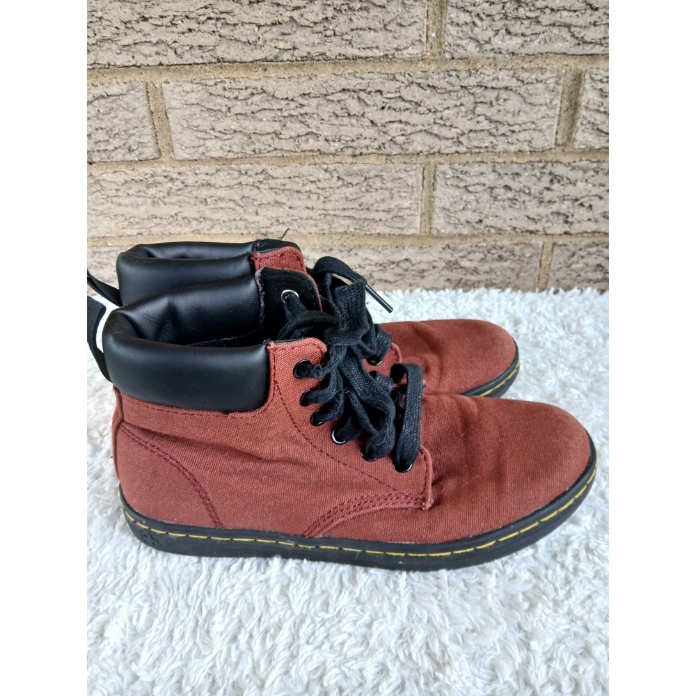 Dr. Martens Women's Maelly Red Canvas Lace-up Ankle Boots Sz 6